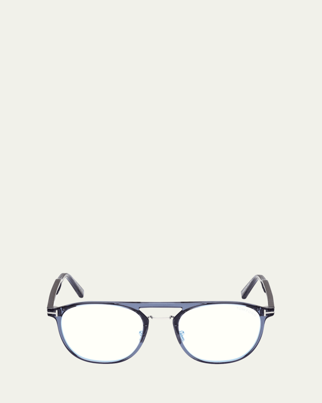Blue Blocking Acetate & Metal Round Glasses